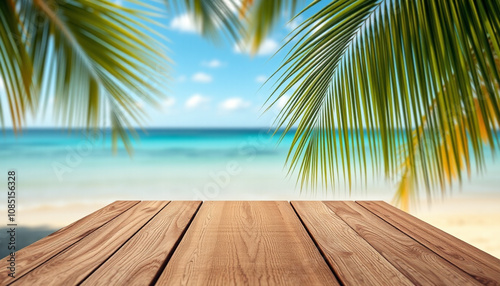 A picturesque tropical seascape with palm trees, sandy beaches, and crystal-clear ocean waters