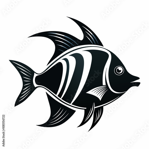 Tropical fish silhouette vector illustration on white background