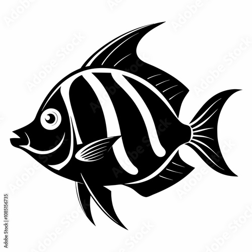 Tropical fish silhouette vector illustration on white background