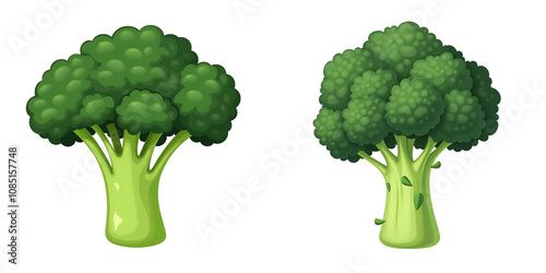 Two cartoon broccoli illustrations