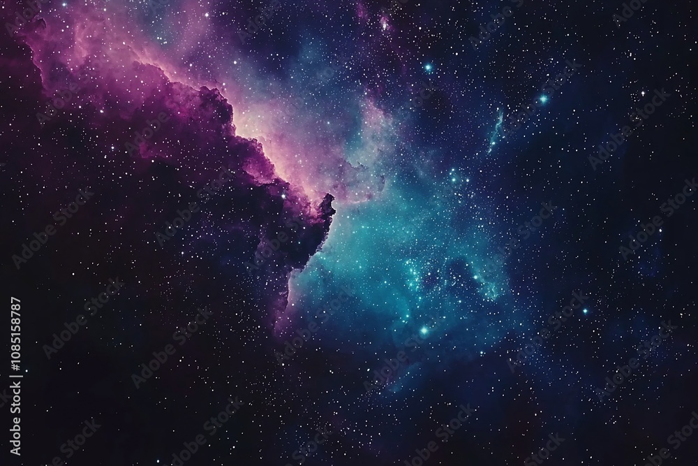 Fototapeta premium Celestial Beauty: A Stunning Cosmic Landscape of Stars and Color