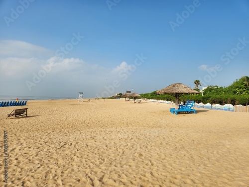 Puri, Odisha India - Oct 30 2024: Golden Beach - Blue flag beach in Puri, Odisha.