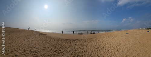 Puri, Odisha India - Oct 30 2024: Golden Beach - Blue flag beach in Puri, Odisha.