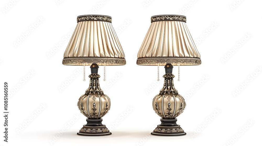 Elegant table lamps isolated on white background Elegant table lamps isolated on white background