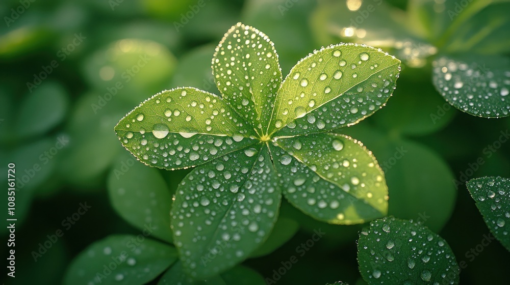 Dew Drops on Green Leaves Dew Drops on Green Leaves