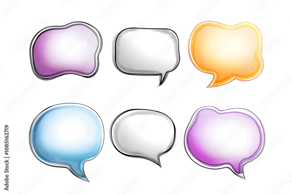 set of Vector speech bubbles . speech bubbles set, Outline chat word design, Cartoon text bubble frames, Vector illustration isolated on white background, PNG set of Vector speech bubbles . speech bubbles set, Outline chat word design, Cartoon text bubble frames, Vector illustration isolated on white background, PNG