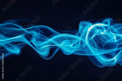 Elegant Blue Smoke Waves on Dark Background