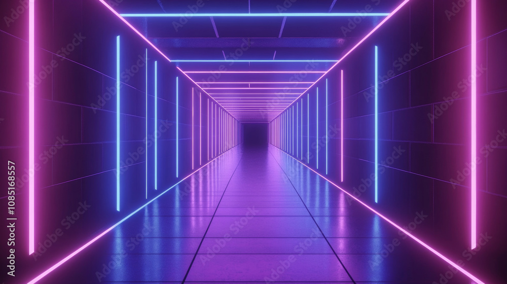 3D abstract neon light trail technology virtual reality corridor tunnel background. cyberpunk futuristic fashion vibrant line and shape geometric blue purple glow glossy club bar concert wallpaper 3D abstract neon light trail technology virtual reality corridor tunnel background. cyberpunk futuristic fashion vibrant line and shape geometric blue purple glow glossy club bar concert wallpaper