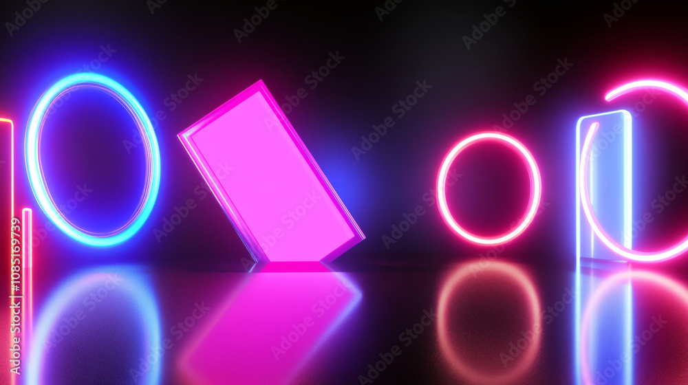 3D abstract neon light technology virtual reality black background. cyberpunk futuristic luxury fashion sci-fi line and shape curve geometric colorful rainbow glow glossy 80s retro wallpaper 3D abstract neon light technology virtual reality black background. cyberpunk futuristic luxury fashion sci-fi line and shape curve geometric colorful rainbow glow glossy 80s retro wallpaper