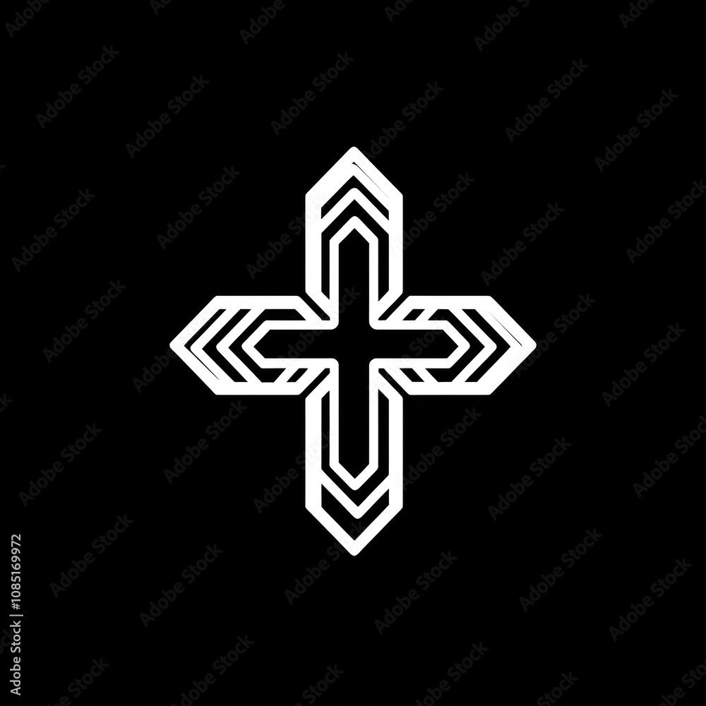 Fototapeta premium Cross logo design on a sleek black background, featuring vibrant colors and modern typography, exuding elegance and professionalism.
