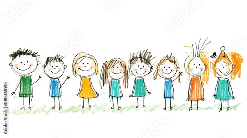 Simple Stick Figure Drawing of Happy People