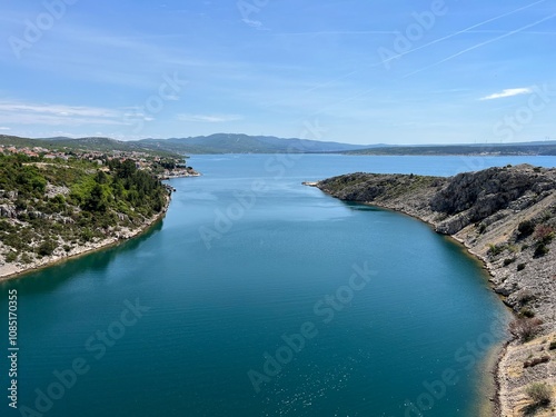 Novsko Zdrilo, a strait of the Adriatic Sea in Croatia between the Novigrad Sea and Velebit Channel - Novsko ždrilo, morski prolaz između Novigradskog mora i Velebitskog kanala (Maslenica, Hrvatska) photo