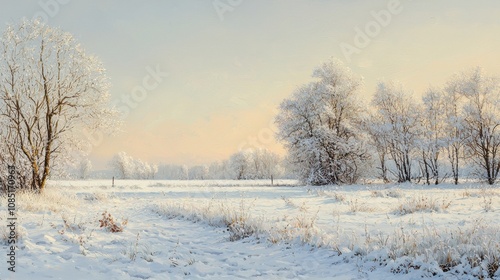 Wallpaper Mural Winter wonderland landscape snowy field nature photography frosty environment serene viewpoint tranquility concept Torontodigital.ca