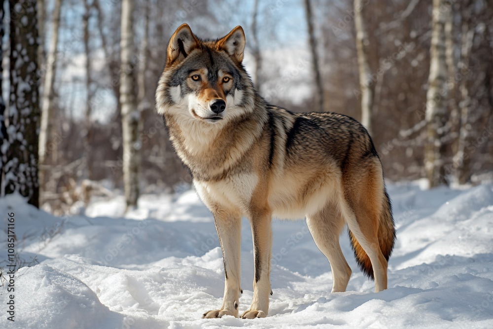 Majestic Wolf in a Winter Wonderland: A Glimpse of Wildlife Majestic Wolf in a Winter Wonderland: A Glimpse of Wildlife