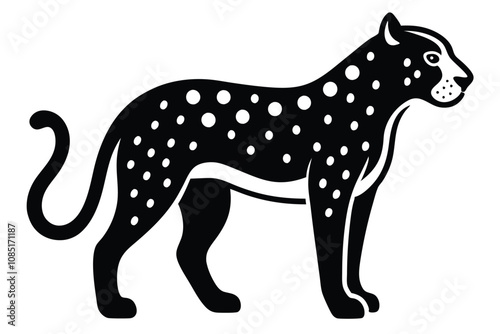 Solid color Javan Leopard running animal vector design