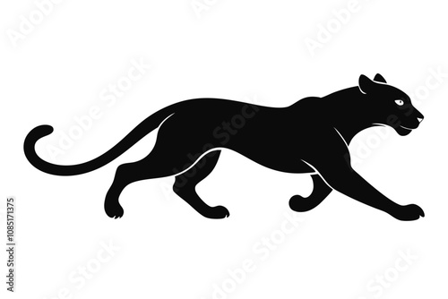 Solid color Javan Leopard running animal vector design