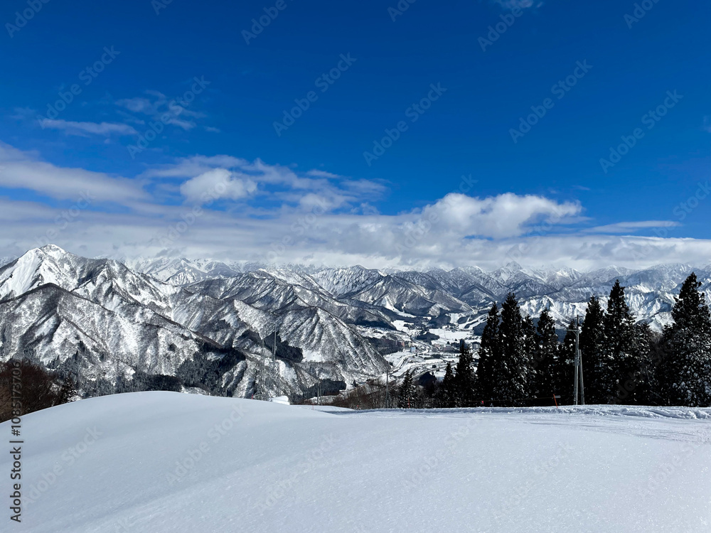 Panoramic View of Snowy Mount in Japan Panoramic View of Snowy Mount in Japan