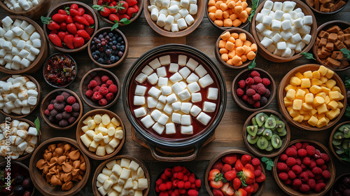 Set up a fondue pot surrounded by marshmallows and various dipping options like fruit and chocolate