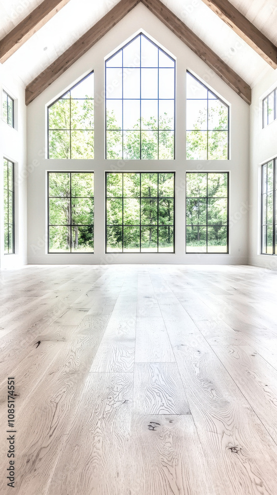 Fototapeta premium Spacious Minimalist Modern Bedroom with Large Windows