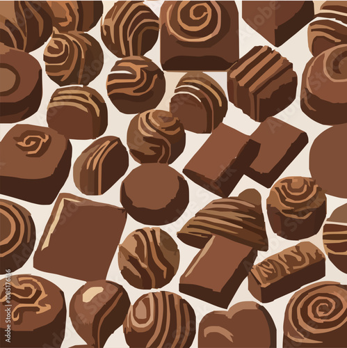 ミルク入りのたくさんのチョコレートのベクターイラスト