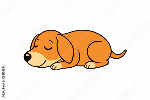 vector of a cute dog sleeping out line on white