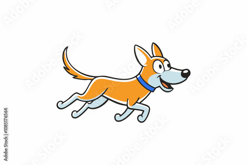 vector of a cute dog running out line on white