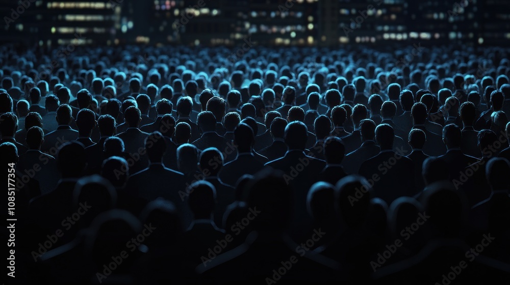 Obraz premium Silhouettes of a Large Crowd