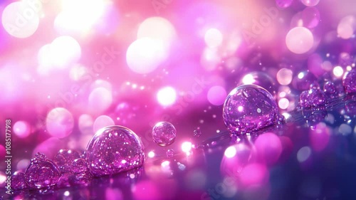 Floating Pink Bubbles with Bright Glowing Light in an Abstract Background