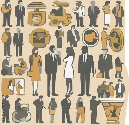 たくさんのビジネスマンとビジネスウーマンのベクターイラスト