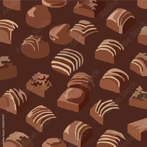 たくさんのチョコレートがあるベクターイラスト