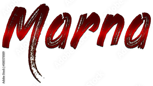 3D blood red Hindi word design of Marna on white background. photo