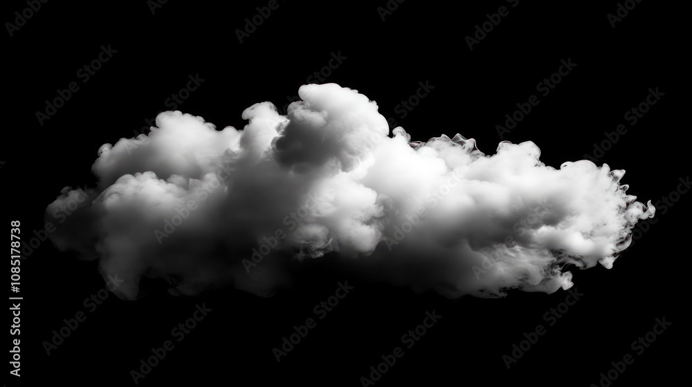 Thick smoke cloud, isolated with soft transparency, drifting, against dark background Thick smoke cloud, isolated with soft transparency, drifting, against dark background