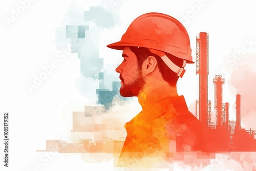 Industrial Worker Profile  Oil Refinery  Energy  Safety Helmet
