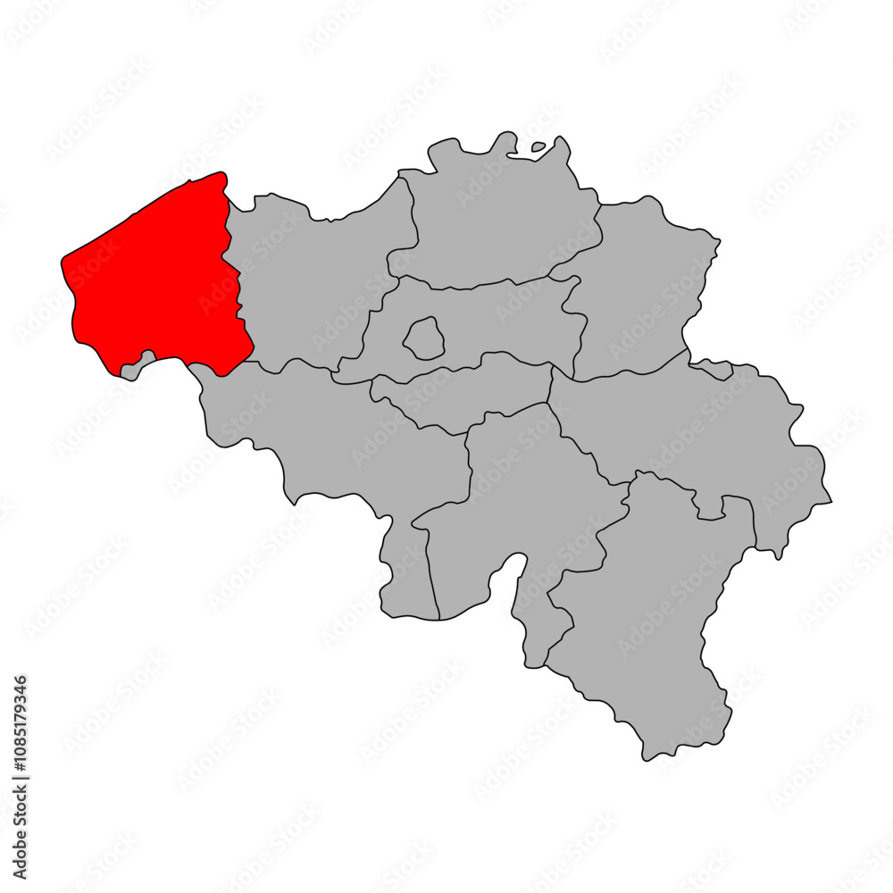 West Flanders of Belgium map symbol, travel web flat concept icon vector illustration . West Flanders of Belgium map symbol, travel web flat concept icon vector illustration .