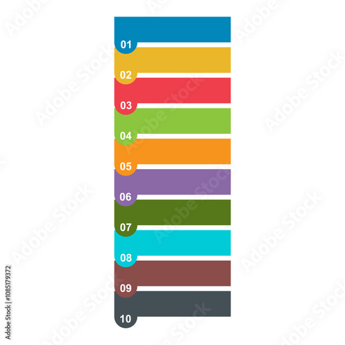 Ten step infographic vertical diagram, business information design, chart vector illustration .