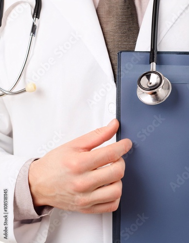 a male doctor holding something with his hands close, depicts professionalism photo