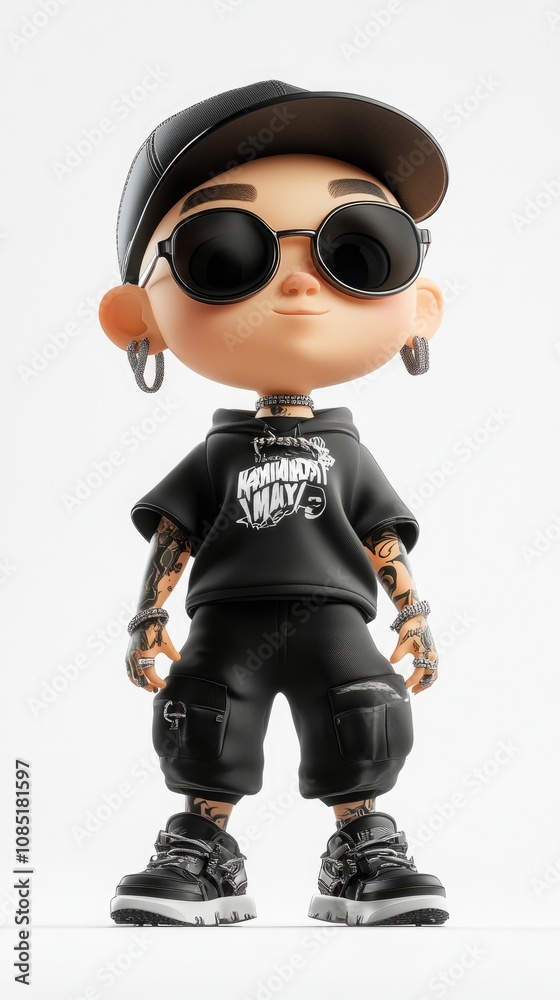 Cool Cartoon Character in Black Outfit