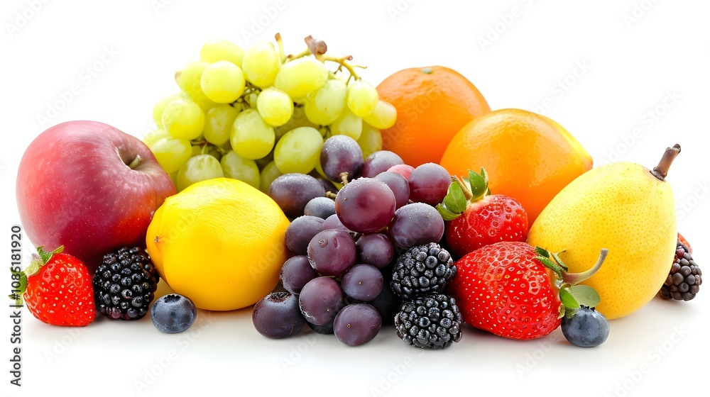 Isolated Fresh Fruits Assortment on White Background Isolated Fresh Fruits Assortment on White Background