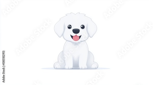 Cute cartoon dog illustration digital art playful theme minimalist style simple background pet love photo