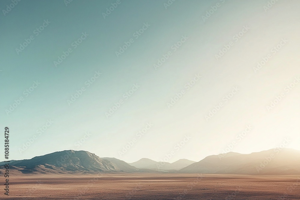 A Serene Horizon: Captivating Desert Landscape at Dawn A Serene Horizon: Captivating Desert Landscape at Dawn