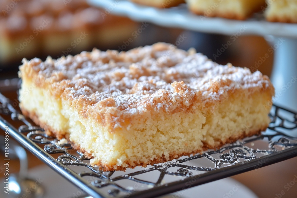 Delicious Crumb Cake Slices Dusted with Powdered Sugar Delicious Crumb Cake Slices Dusted with Powdered Sugar