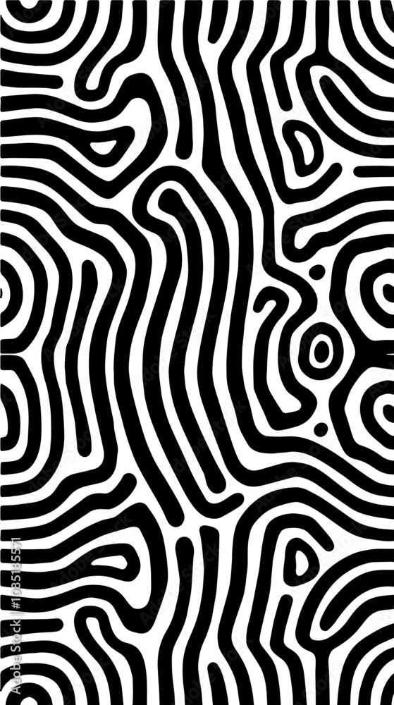 Abstract Biomorphic Black and White Pattern – Seamless Organic Maze Design Abstract Biomorphic Black and White Pattern – Seamless Organic Maze Design
