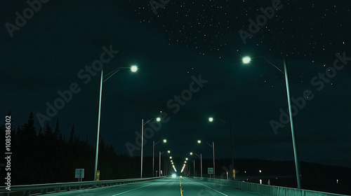 Empty express lane on highway during off-peak hours, symbolizing efficiency and opportunity in a calm, uncluttered environment photo