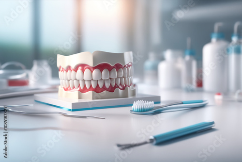 3d illustration of dentistry with toothbrush isolated with white paper background