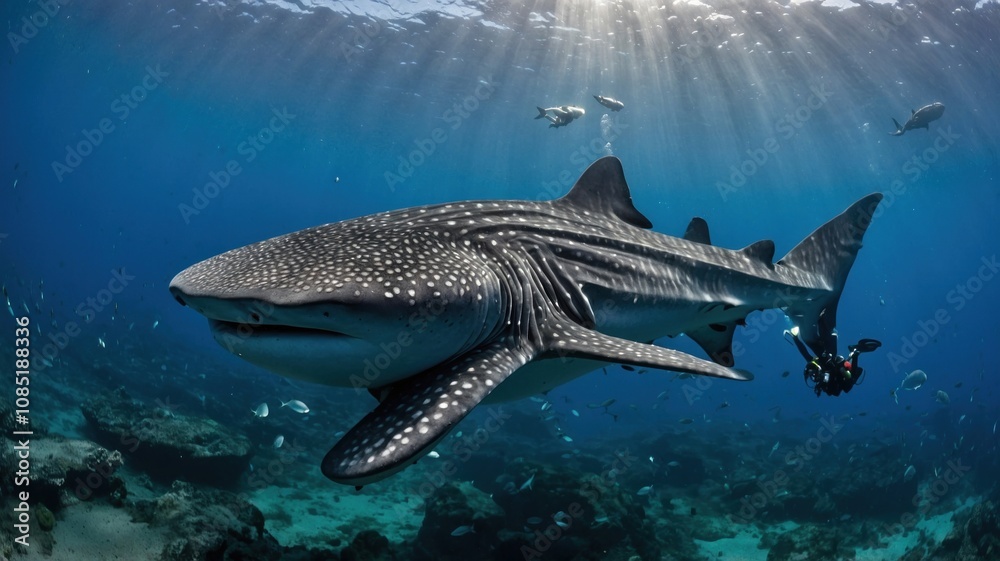 Fototapeta premium galapagos islands scuba diving with a school generate ai