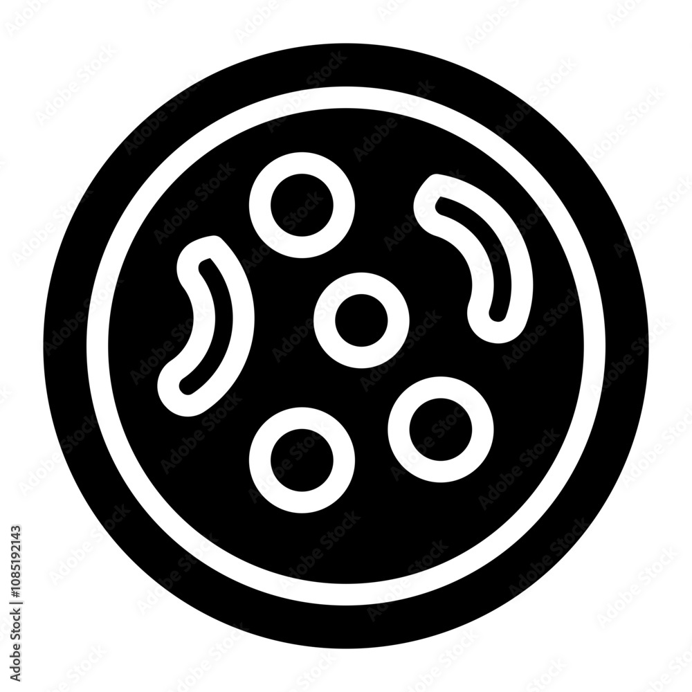 Petri dish with bacteria icon. Petri dish with bacteria icon.