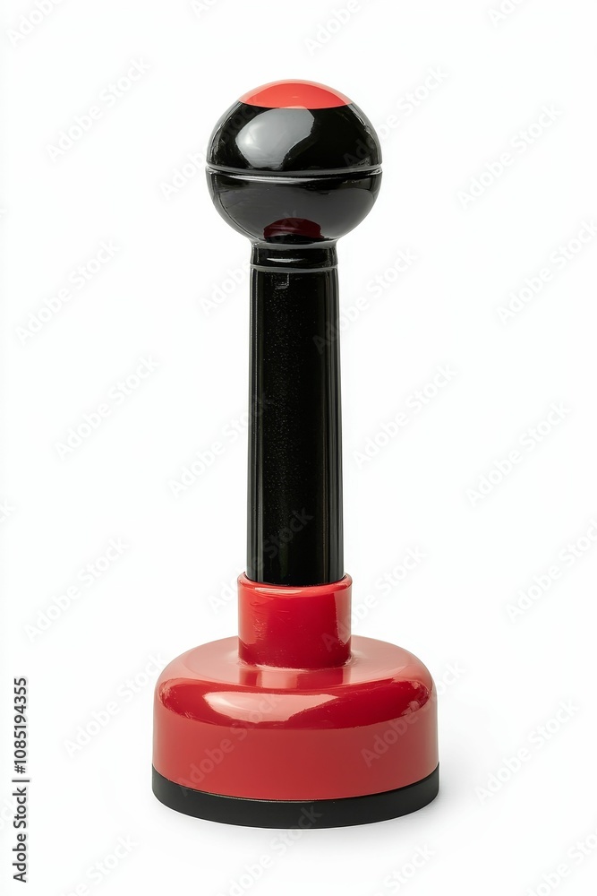Red and black round stamp with handle. Red and black round stamp with handle.