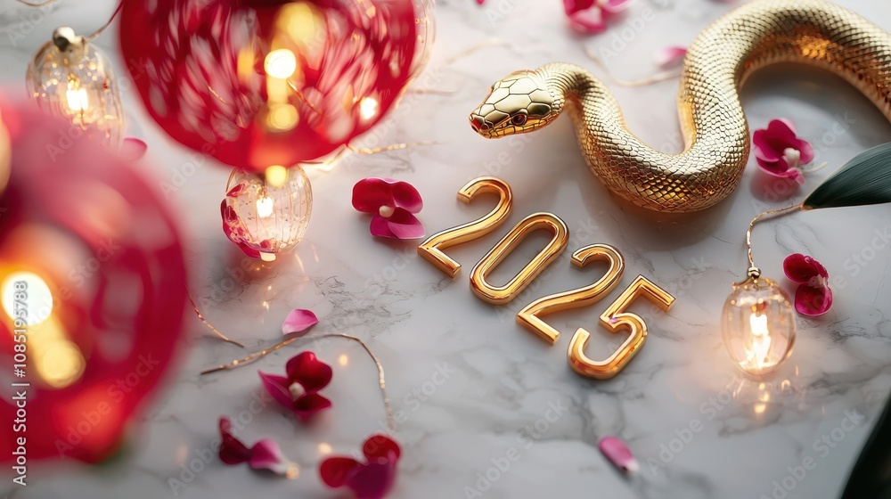 A golden snake gracefully wrapped around A golden snake gracefully wrapped around