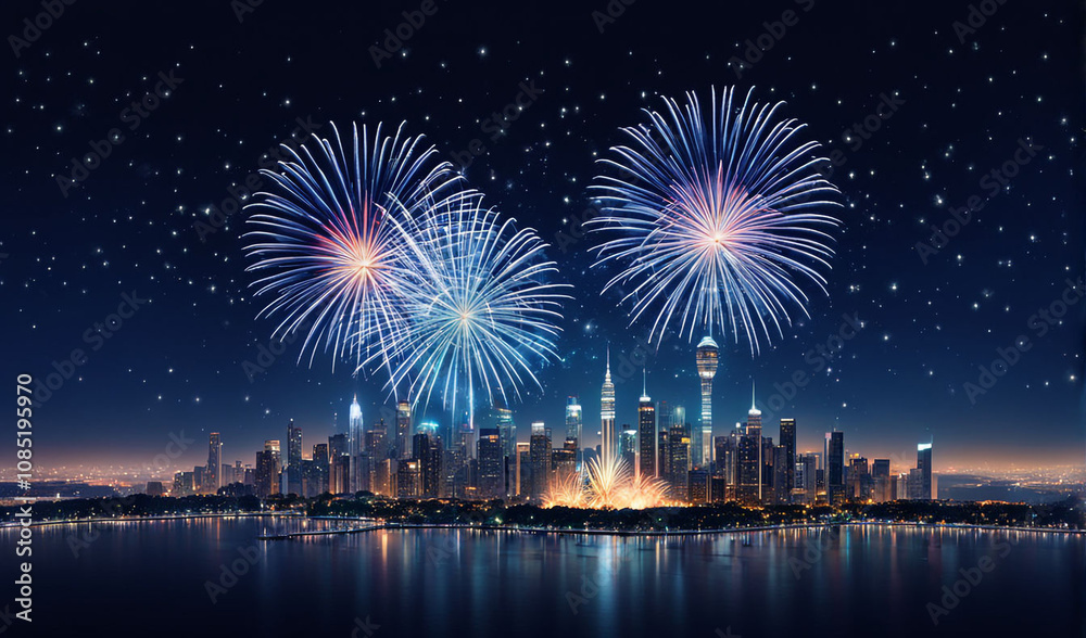 Fototapeta premium fireworks over the river