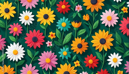 seamless pattern with flowers